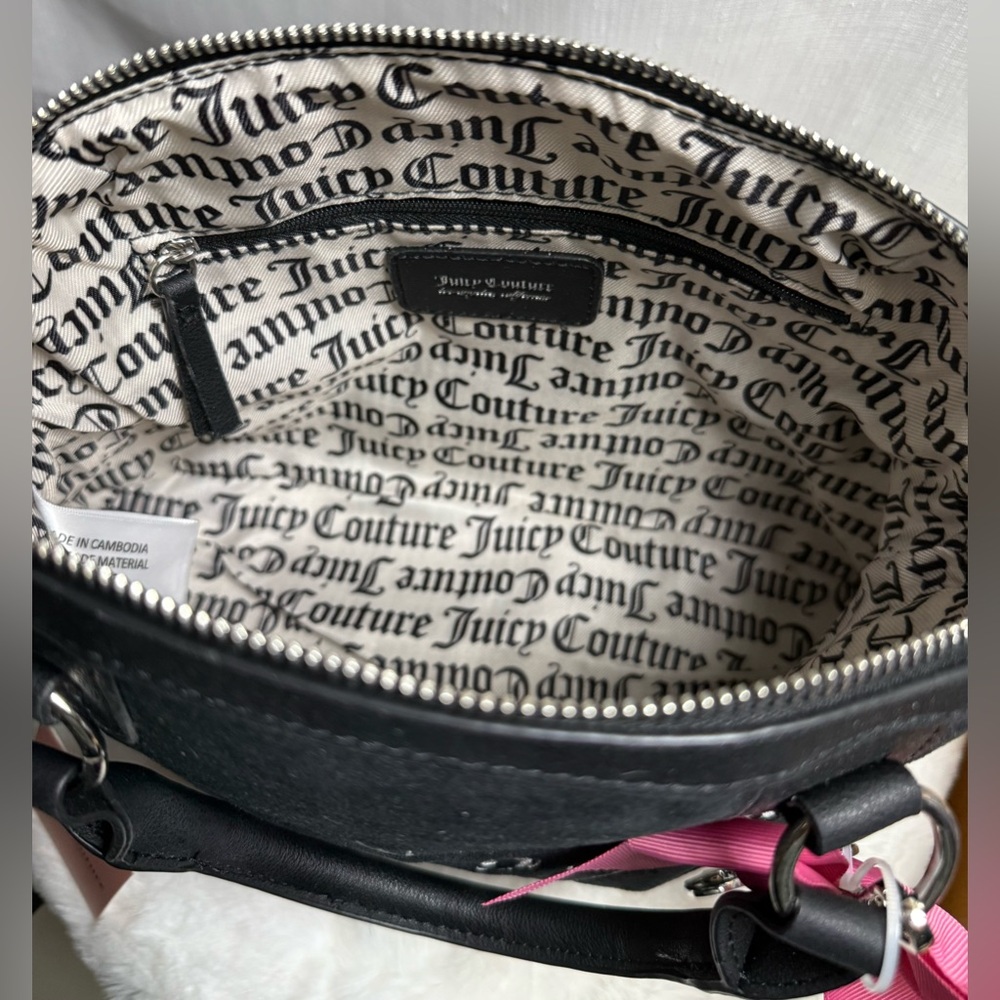 NEW Juicy Couture Black Velour Girlie Royalty Satchel - Picture 7 of 10